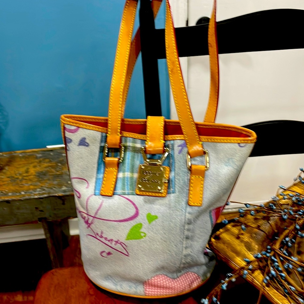 Dooney & Bourke Emma Roberts VTG Canvas Denim Bucket Bag